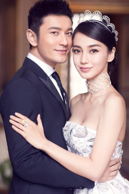 Huang Xiaoming (left) and ex-wife Angelababy